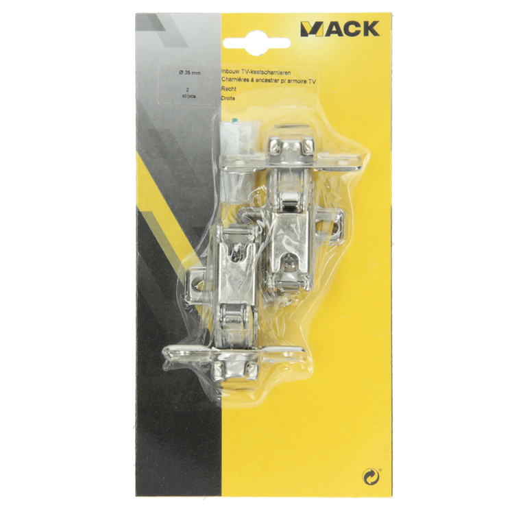 Mack 1013696 - 2 cerniere per mobile TV da incasso diritte 35mm | 5 pezzi