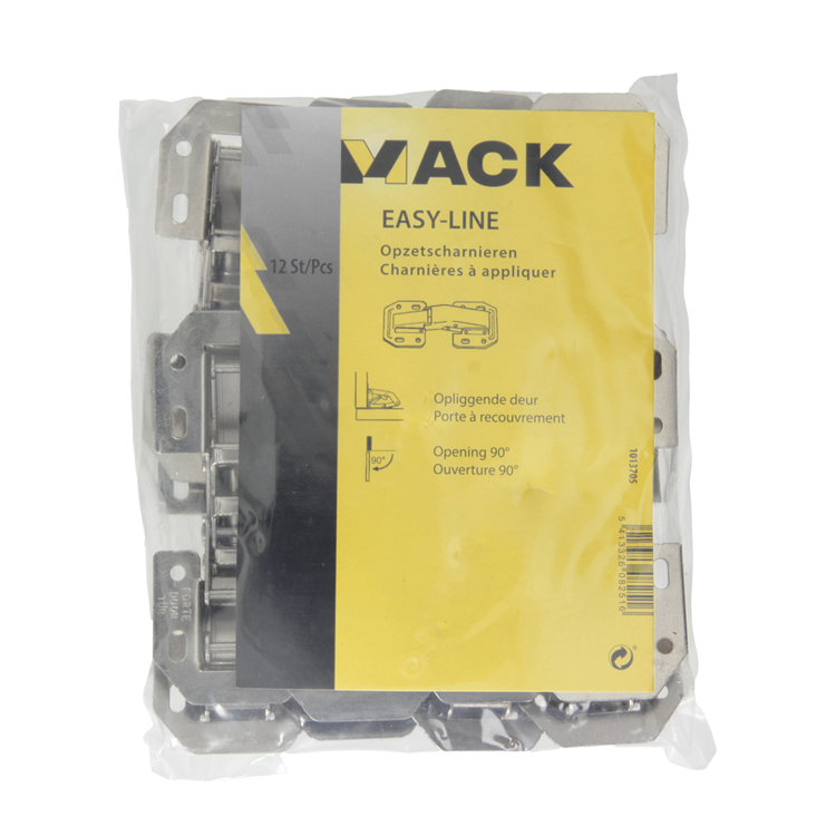 Mack 1013705 - 12 bisagras con resorte niqueladas easy-line | 5 piezas