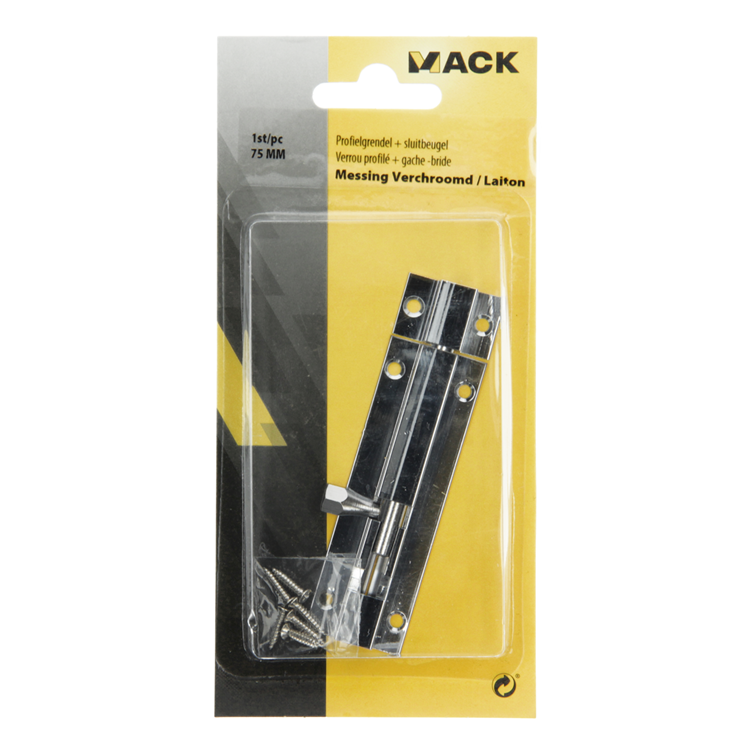 Mack 1013685 - 1 pestillo corredero de latón cromado a 75 - b 16 mm | 5 piezas