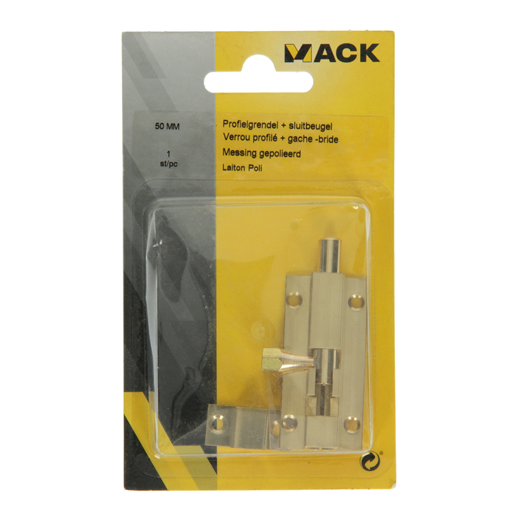 Mack 1013681 - 1 scrocco scorrevole ottone lucido a 50 - b 16 mm | 5 pezzi