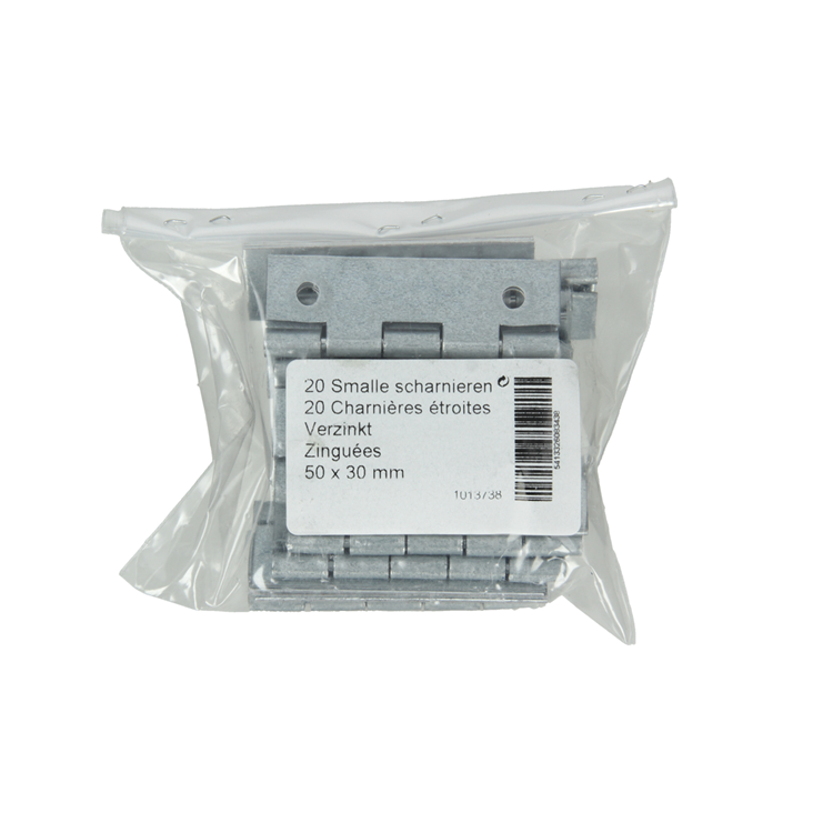 Mack 1013738 - 20 bisagras estrechas galvanizadas 50 x w 30mm | 5 piezas
