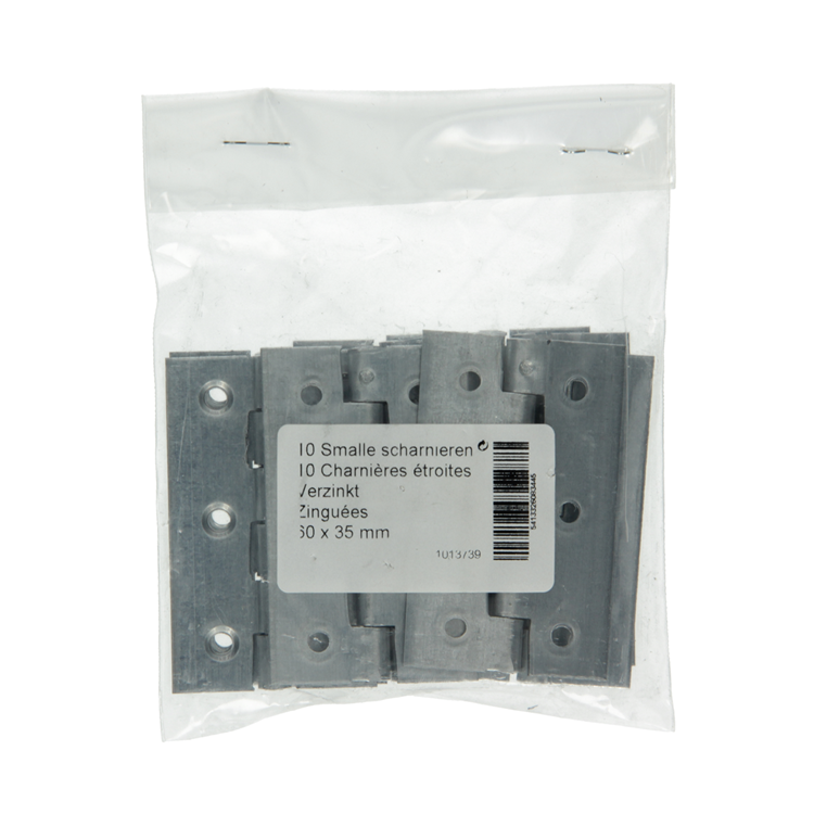 Mack 1013739 - 10 bisagras estrechas galvanizadas 60 x w 35 mm | 5 piezas