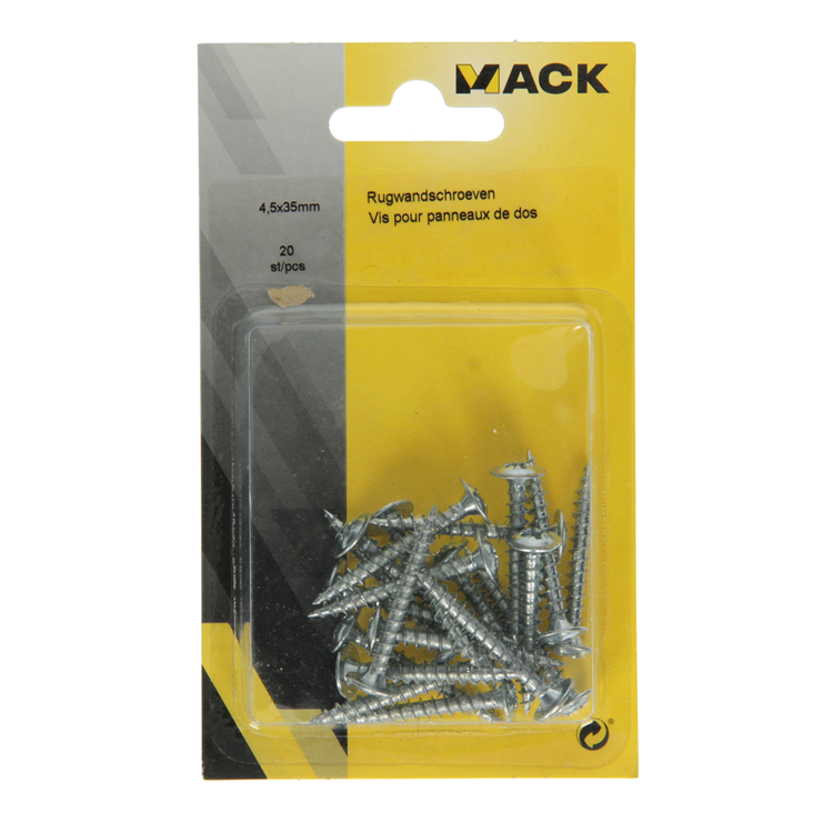 Mack 1013782 - 20 tornillos para pared trasera ø 4,5 x 35 mm | 10 piezas