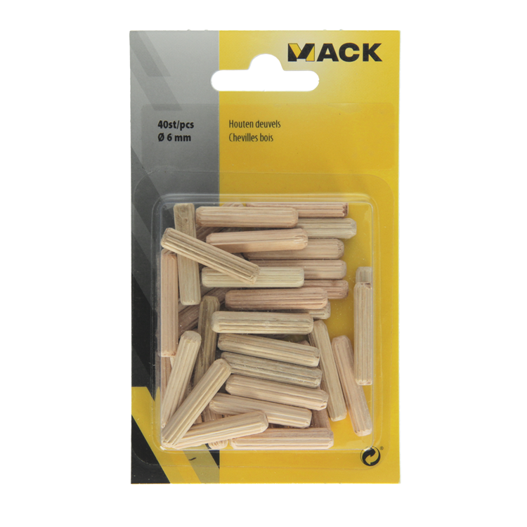 Mack 1013777 - 40 tacos de madera ø 6 mm | 5 piezas