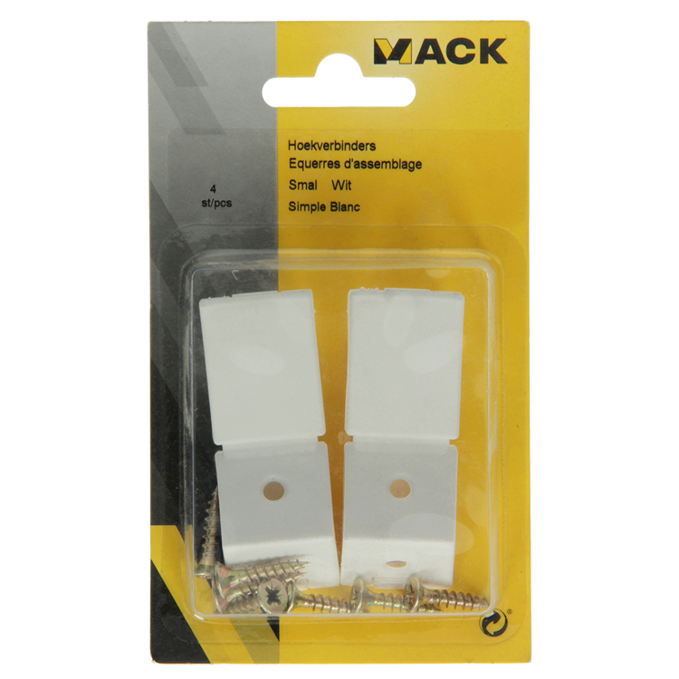Mack 1013641 - 4 conectores de esquina estrechos blancos | 5 piezas