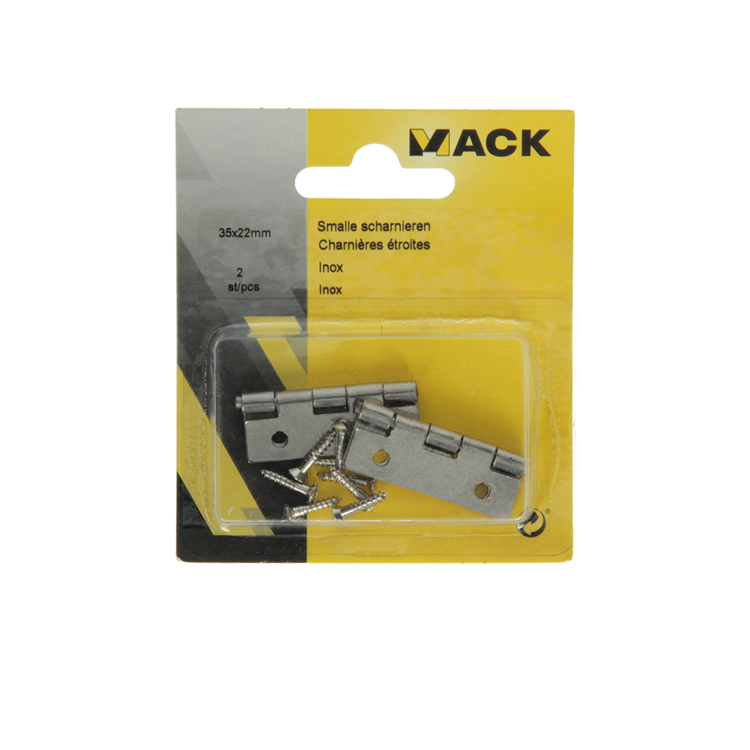Mack 1013708 - 2 bisagras estrechas acero inoxidable h 35 x w 22 mm | 5 piezas