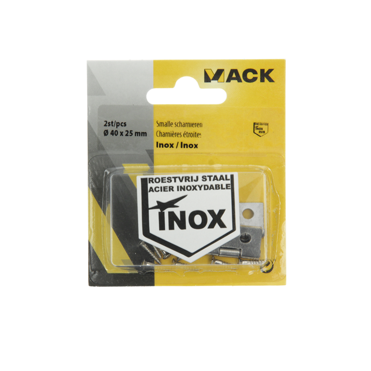 Mack 1013709 - 2 bisagras estrechas acero inoxidable h 40 x w 25 mm | 5 piezas