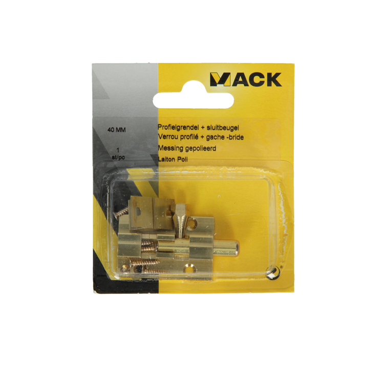 Mack 1013714 - 1 pestillo corredero latón pulido a 40 - b 13 mm | 5 piezas