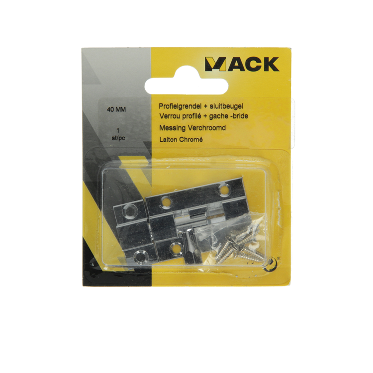 Mack 1013715 - 1 pestillo deslizante latón cromado a 40 - b 13 mm | 5 piezas