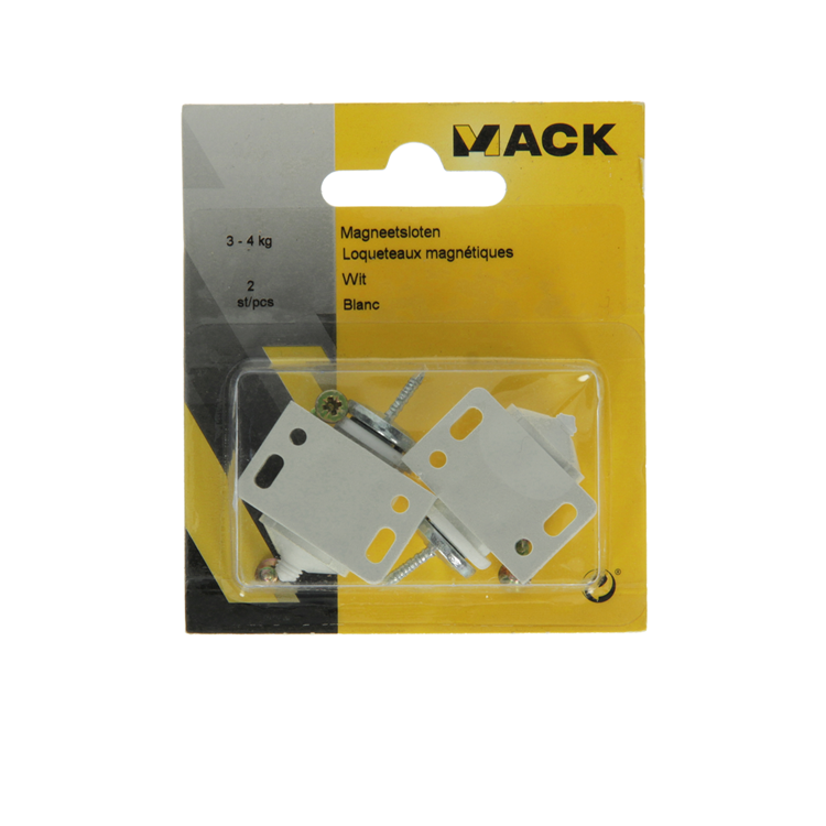 Mack 1013834 - 2 cerraduras magnéticas blancas 3 - 4 kg | 5 piezas