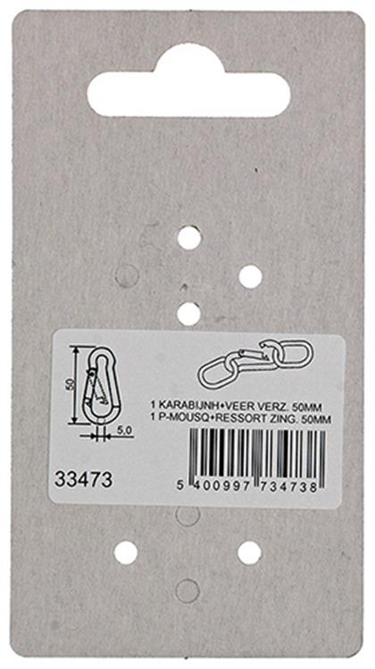 Mack 1008443 - 1 mosquetón + muelle 5 x 50mm galvanizado | 10 piezas