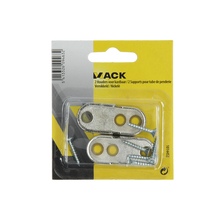 Mack 1014452 - 2 soportes para barra de armario niquelado | 5 piezas