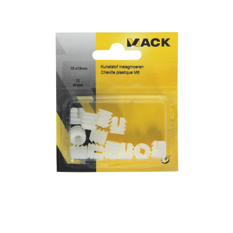 Mack 1014488 - 12 tuercas de impacto de plástico m6 ø 11 mm x 11 mm | 10 piezas