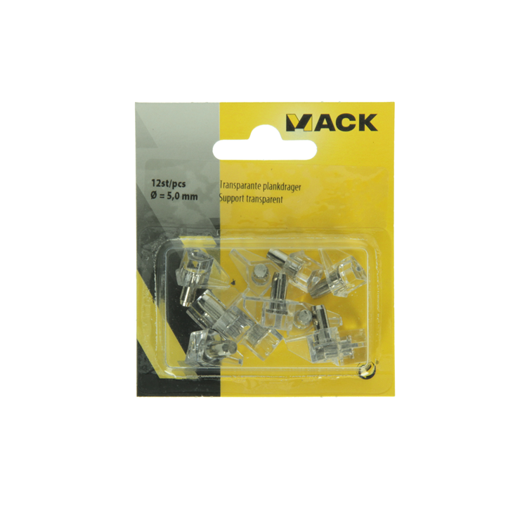 Mack 1014490 - 12 soportes para estantes transparentes ø 5 mm | 5 piezas