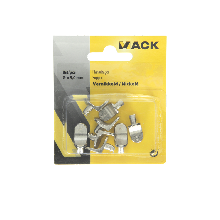 Mack 1014491 - 8 soportes para estantes niquelados ø 5 mm | 5 piezas