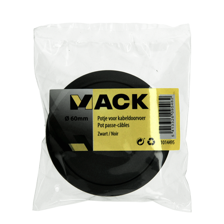 Mack 1014495 - 1 pote para entrada de cables negro ø 60 mm | 10 piezas