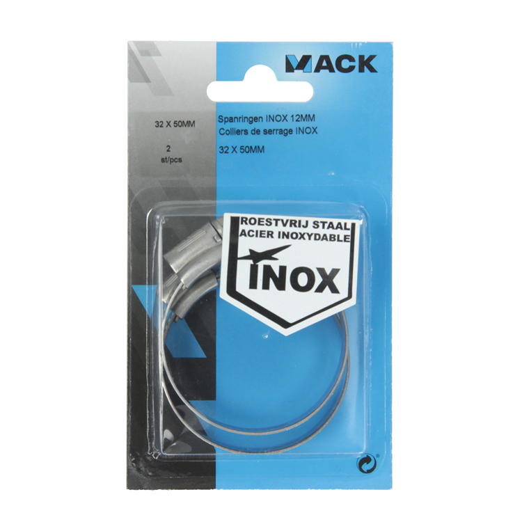 Mack 1011665 - abrazadera de manguera de acero inoxidable 32-50mm 2uds | 12 piezas