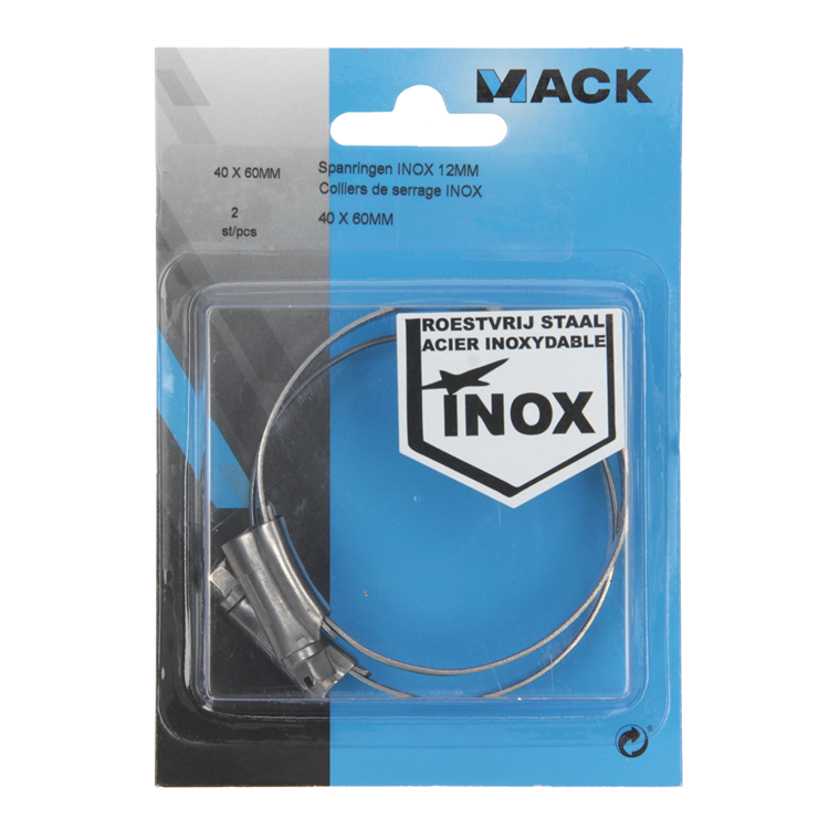Mack 1011666 - 2 anillos tensores acero inoxidable 12mm 40x60mm | 10 piezas