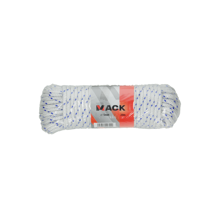 Mack 1014932 - pp braided white blue strand5mm 20m | 5 pieces