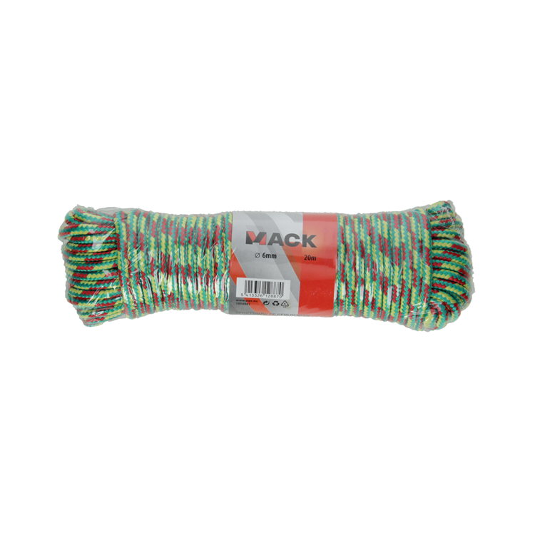 Mack 1014941 - cuerda deportiva pp hilo trenzado 6mm 20m | 5 piezas