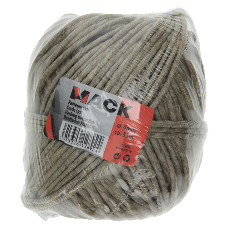 Mack 1014948 - packing rope flax bobbin 4mm 55m | 5 pieces