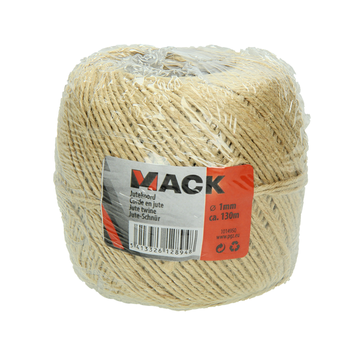 Mack 1014950 - bobina de cuerda de yute 1mm aprox. 130m | 5 piezas