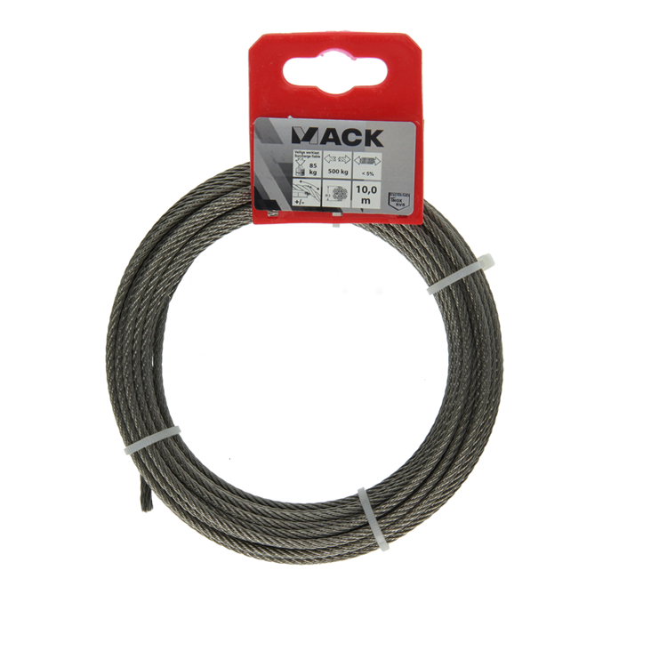 Mack 1015193 - cable de acero 7x7 acero inoxidable aisi 316 103mm wll 90 kg din en 12385-4 | 5 piezas