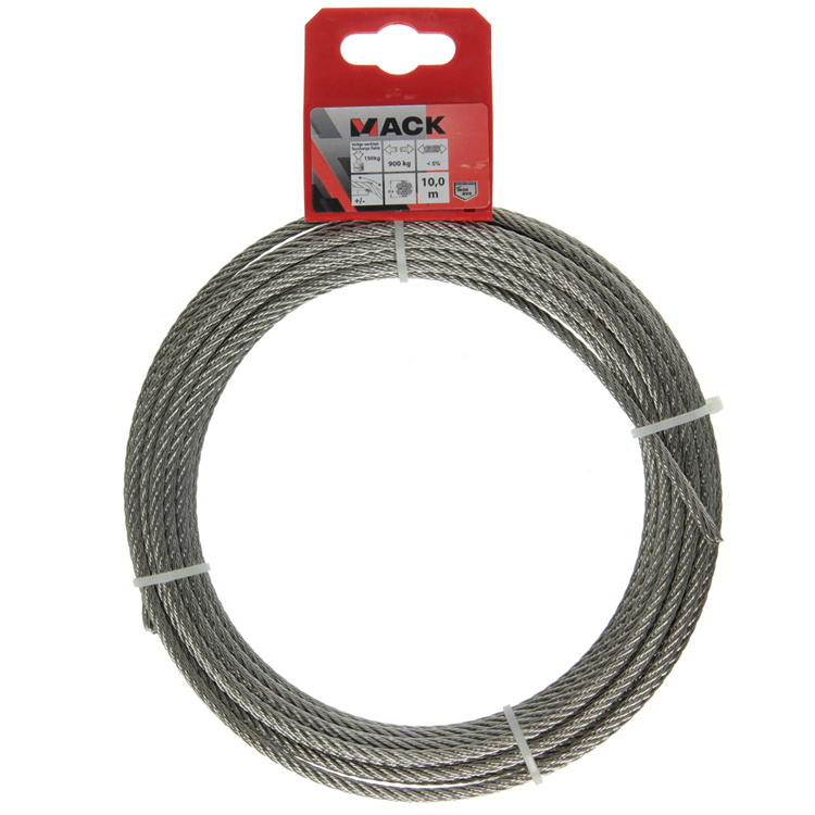 Mack 1015194 - cable de acero 7x7 acero inoxidable aisi 316 104mm wll 150 kg din en 12385-4 | 5 piezas