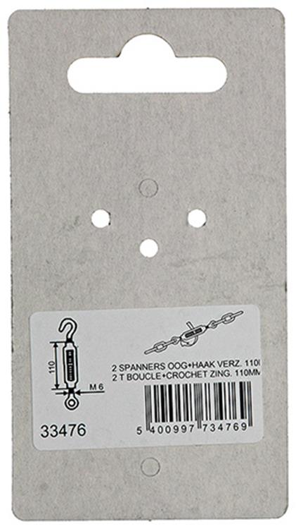 Mack 1008446 - 2 tensores ojo + gancho m6 x 110mm galvanizado | 10 piezas