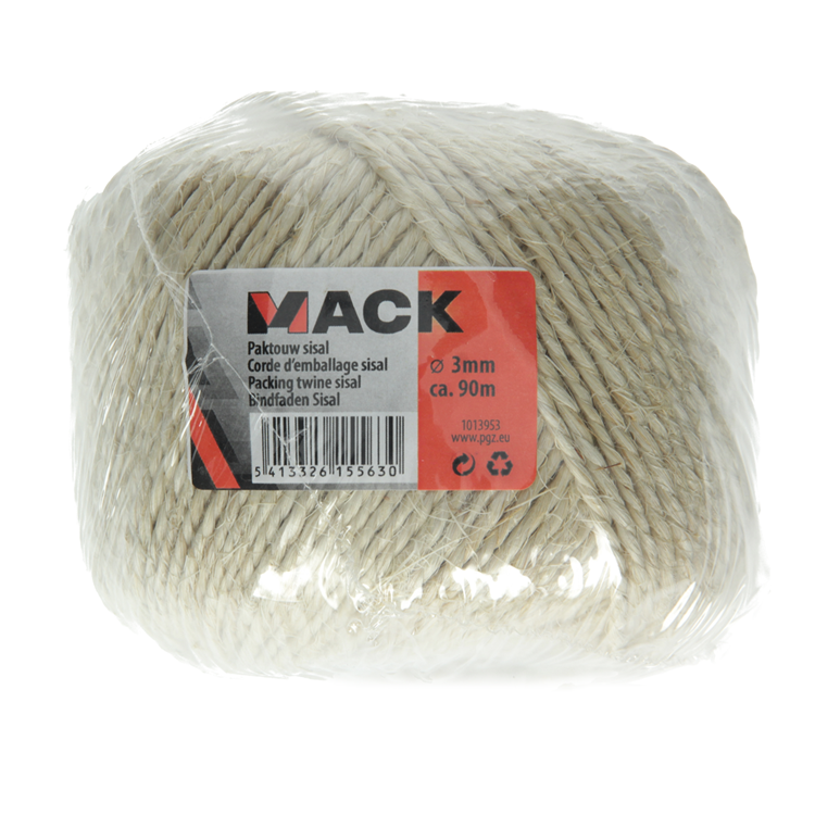 Mack 1013953 - cuerda de embalaje bobina sisal 3mm aprox. 90m | 5 piezas