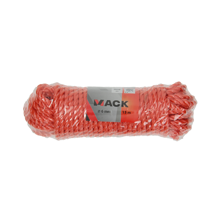 Mack 1013964 - Hilo naranja retorcido pp 6mm 15m | 5 piezas