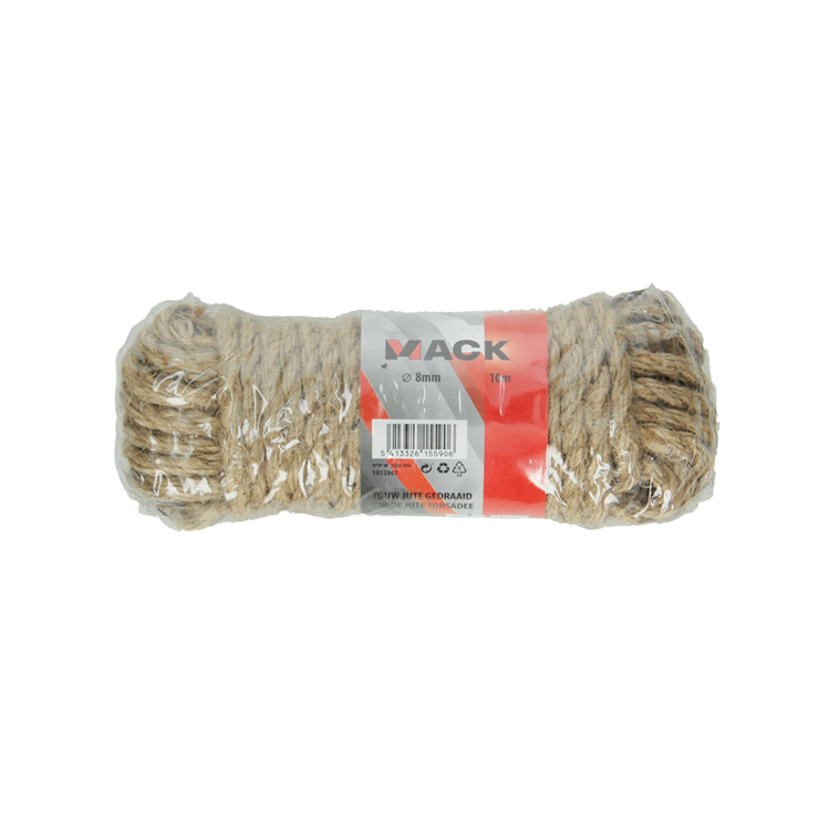 Mack 1013967 - cuerda de yute hebra retorcida 8mm 10m | 5 piezas