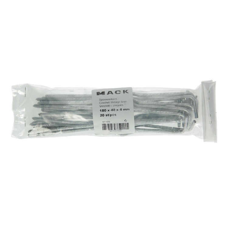 Mack 1013970 - 20 bridas de pared galvanizadas 180x40x4mm | 5 piezas
