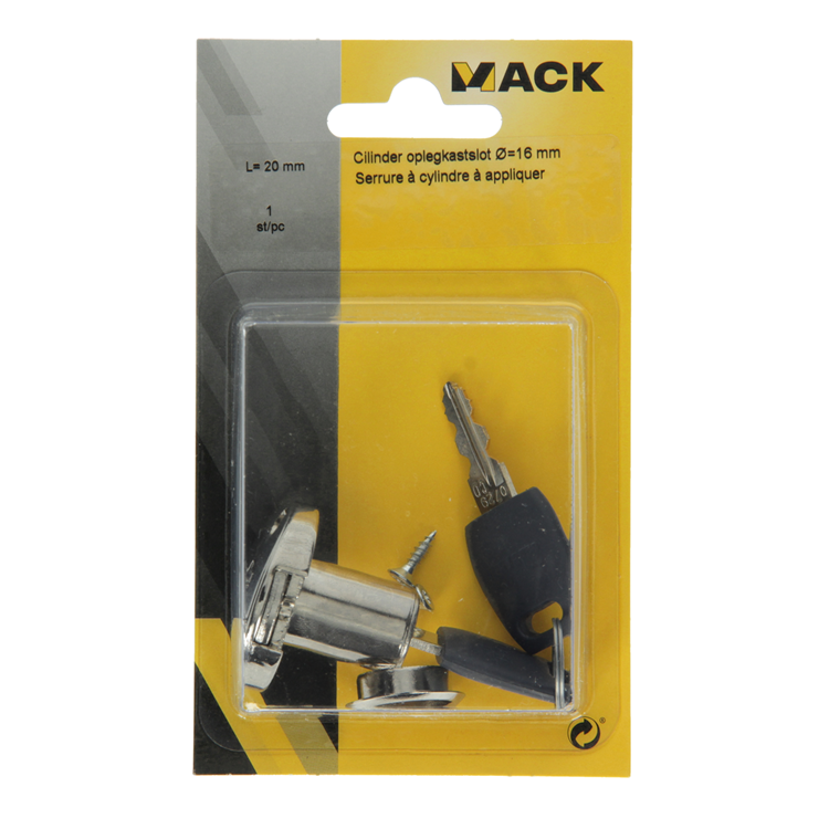 Mack 1014017 - cerradura cilíndrica de superficie para gabinete ø 16 mm l20 mm | 5 piezas