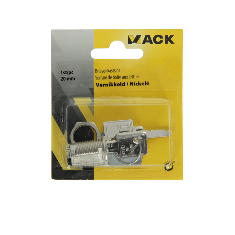 Mack 1014020 - Cerradura para armario con letras niquelada 20 mm | 5 piezas