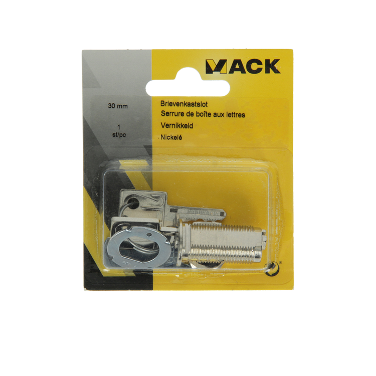 Mack 1014022 - Cerradura para armario con letras niquelada 30 mm | 5 piezas