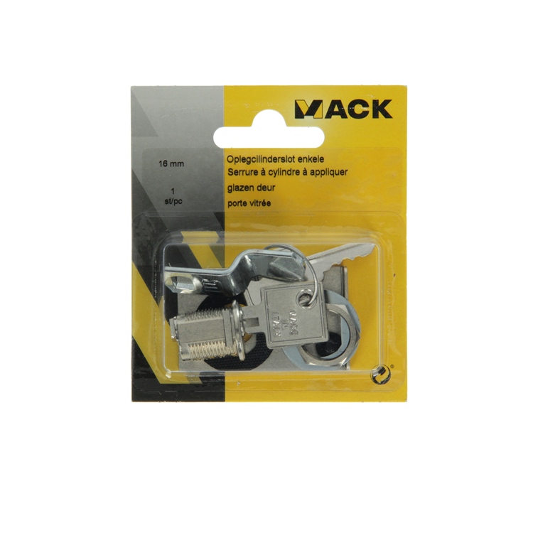 Mack 1014023 - cerradura cilíndrica de superficie para puerta de cristal 16 mm | 5 piezas