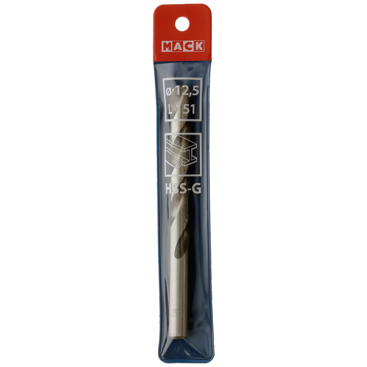 Mack 1018195 - taladro para metal hss g din 338 ø 12,5 x 151 mm | 5 piezas