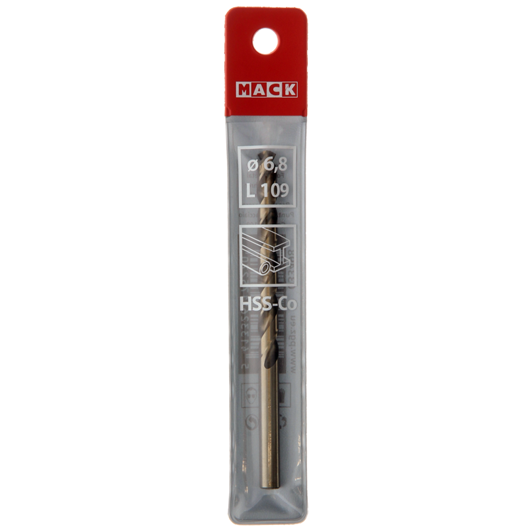 Mack 1018200 - taladro metal hss co5% din 338 ø 6,8 x 109 mm | 5 piezas