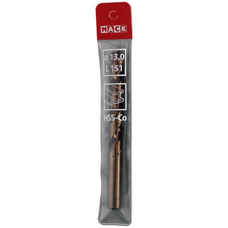 Mack 1018207 - taladro metal hss co5% din 338 ø 13,0 x 151 mm | 3 piezas