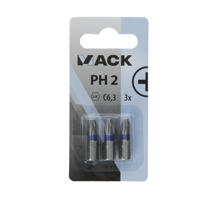 Mack 1018290 - punta destornillador ph2 l25mm 3uds | 5 piezas