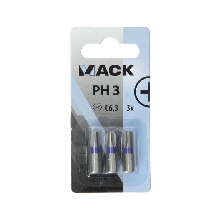 Mack 1018291 - punta de destornillador ph3 l25mm 3uds | 5 piezas