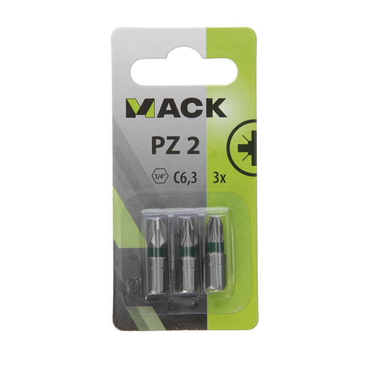 Mack 1018296 - punta de tornillo pz2 l25mm 3uds | 5 piezas