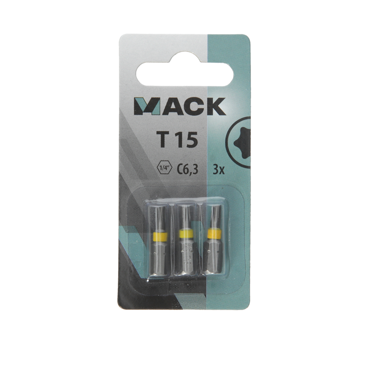 Mack 1018302 - punta de tornillo t15 l25mm 3uds | 5 piezas