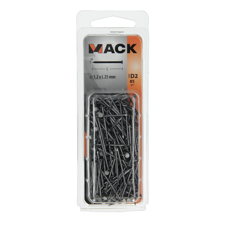 Mack 1017109 - Clavo fino cabeza plana 85 gr 1,2 x 25 mm | 5 piezas