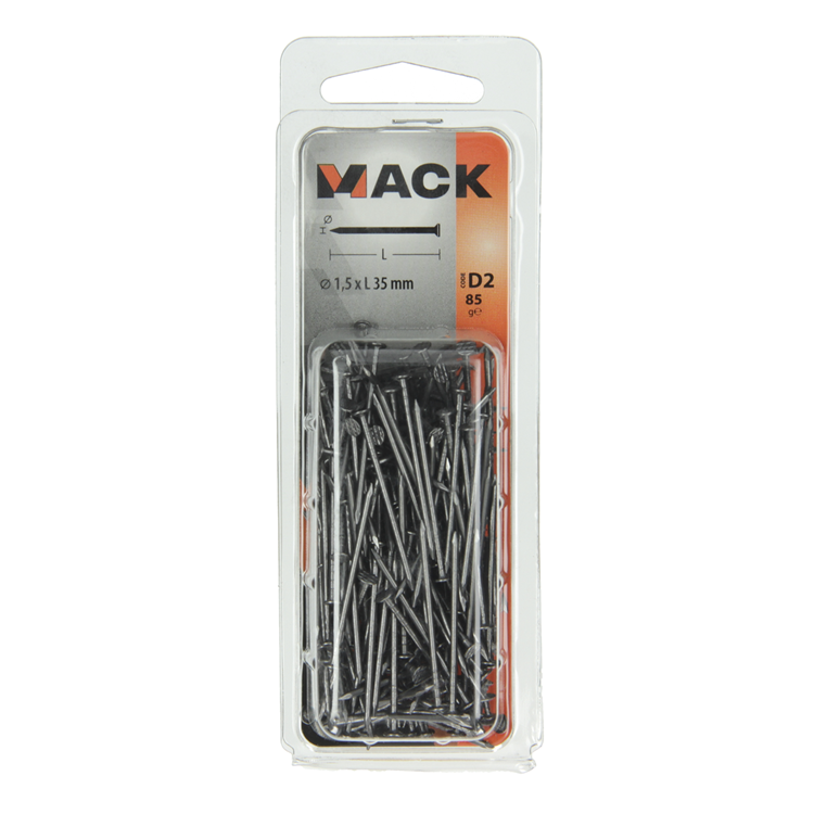 Mack 1017111 - Clavo fino cabeza plana 85 gr 1,5 x 35 mm | 5 piezas