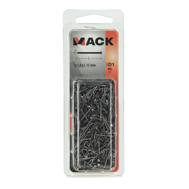 Mack 1017113 - clavo cabeza plana 90 gr 1,0 x 15 mm | 5 piezas