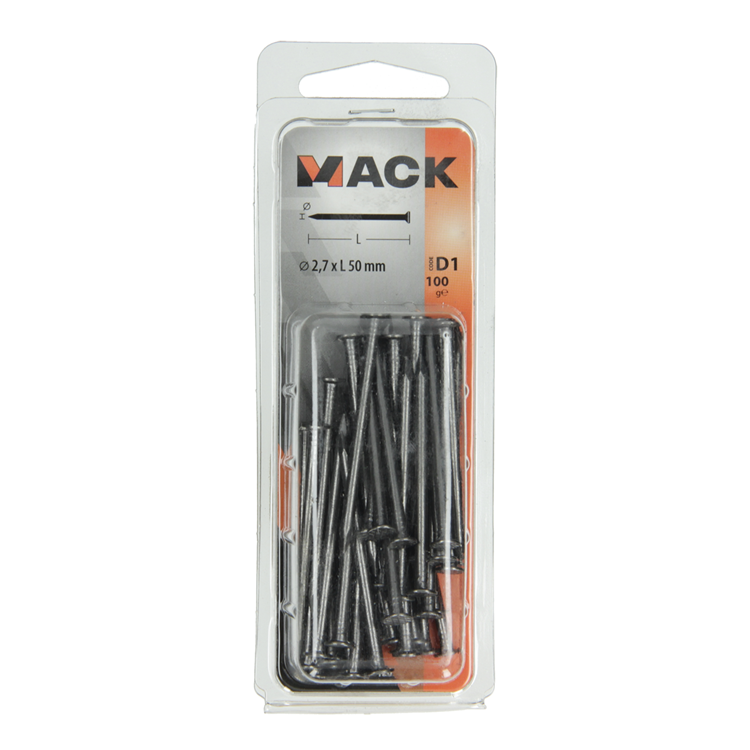 Mack 1017120 - clavo cabeza plana 100 gr 2,7 x 50 mm | 5 piezas