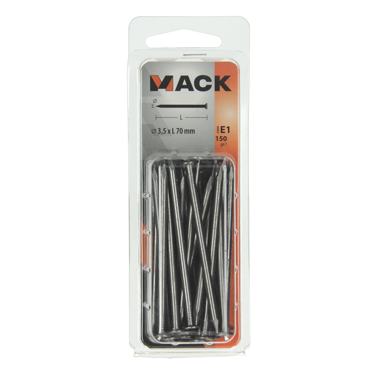 Mack 1017124 - clavo cabeza plana 150 gr 3,5 x 70 mm | 5 piezas