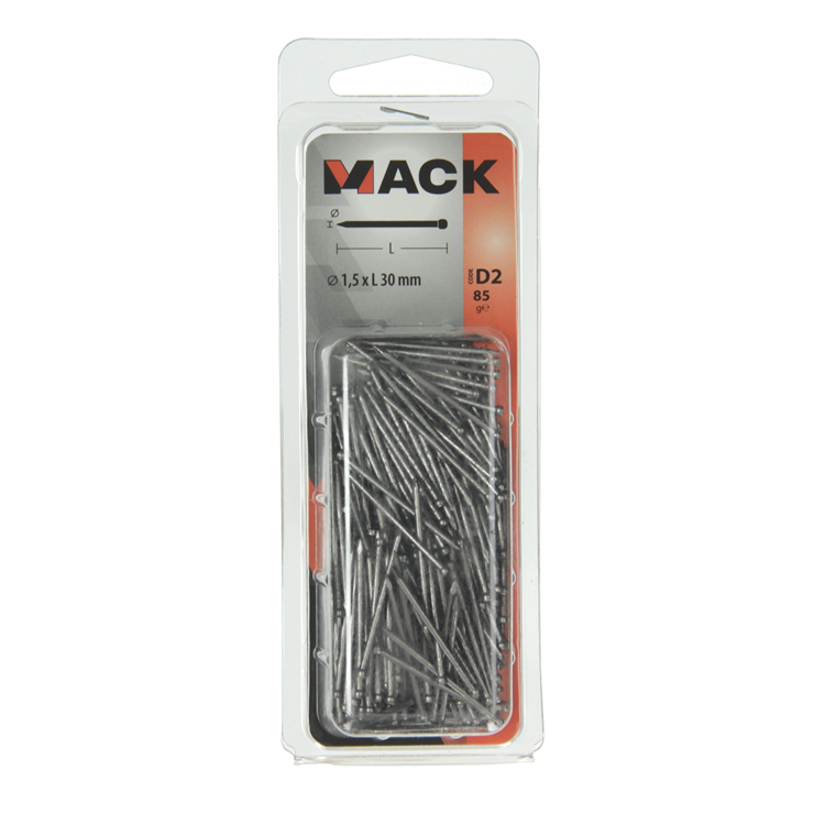 Mack 1017131 - Clavo fino cabeza redonda 85 gr 1,5 x 30 mm | 5 piezas